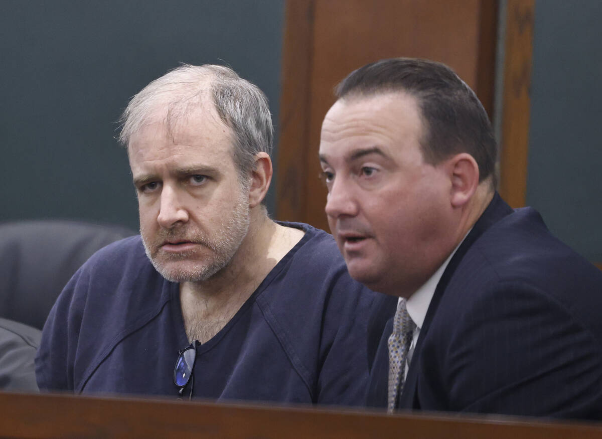 Karl Groschen, left, who was accused of in the shooting deaths of his wife and stepson, appears ...