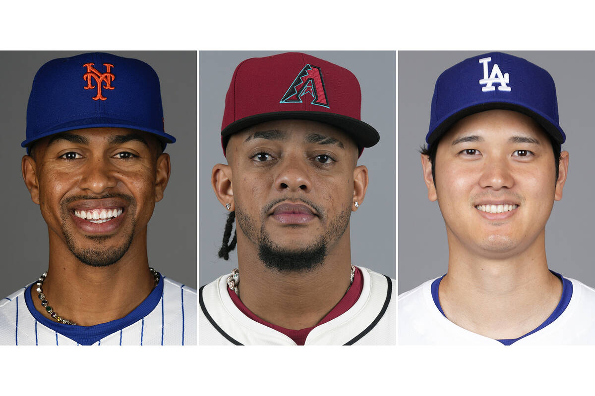 FILE - From left are baseball players, New York Mets' Francisco Lindor, Arizona Diamondbacks' K ...