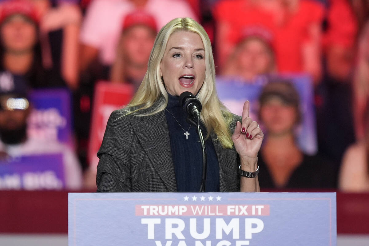 Former Florida Attorney General Pam Bondi, speaks before Republican presidential nominee former ...