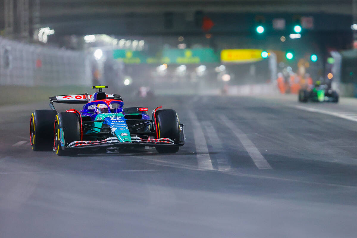 Formula 1 Williams driver Franco Colapinto zooms by during open practice ahead of the Formula 1 ...