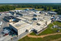 An aerial view of the Boar's Head processing plant Aug. 29, 2024, in Jarratt, Va. (AP Photo/Ste ...