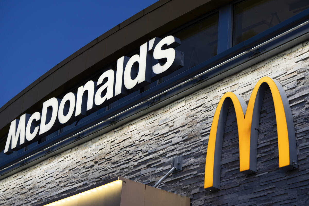 A sign at a McDonald's restaurant is displayed on April 29, 2024, in Albany, Ore. (AP Photo/Jen ...