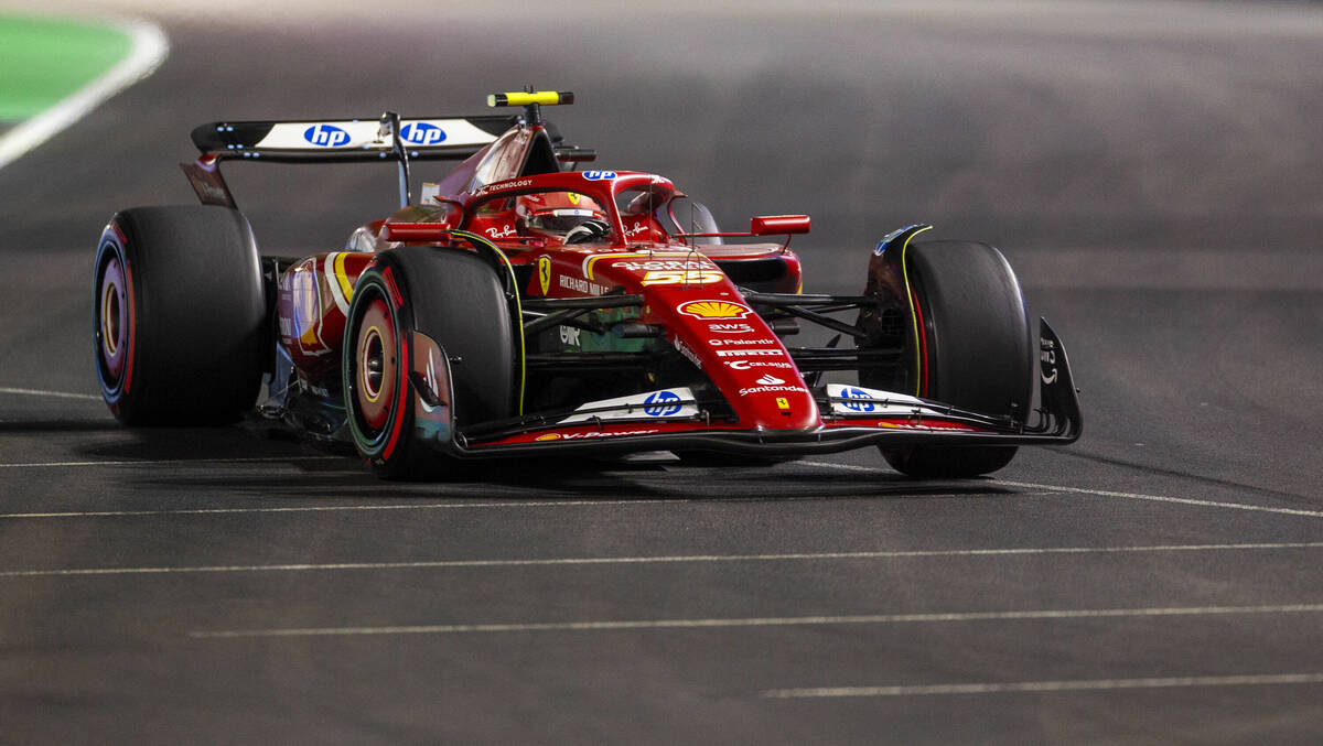 Ferrari driver Carlos Sainz on his way to second during the qualifying round for the Formula 1 ...