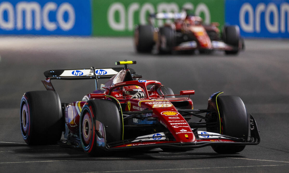 Ferrari driver Carlos Sainz on his way to second place during the qualifying round for the Form ...