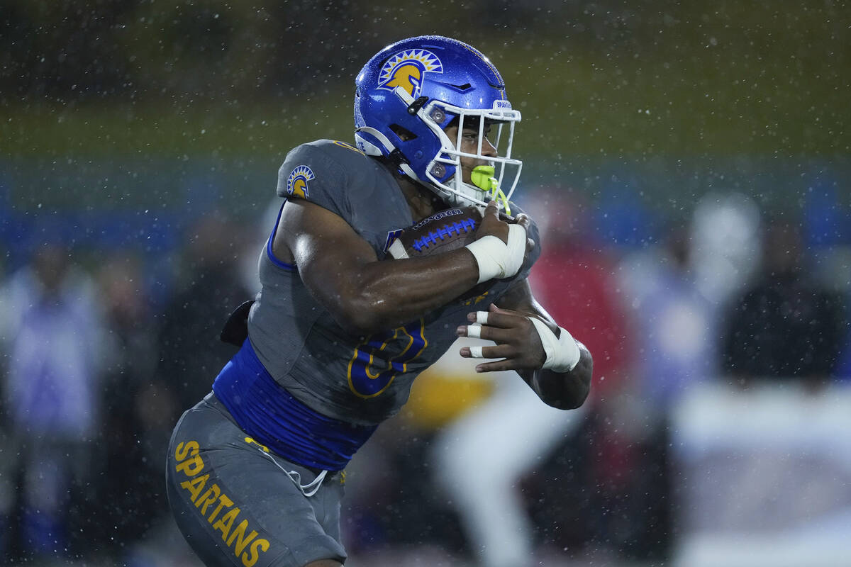 San Jose State running back Floyd Chalk IV runs the ball during the first half of an NCAA colle ...