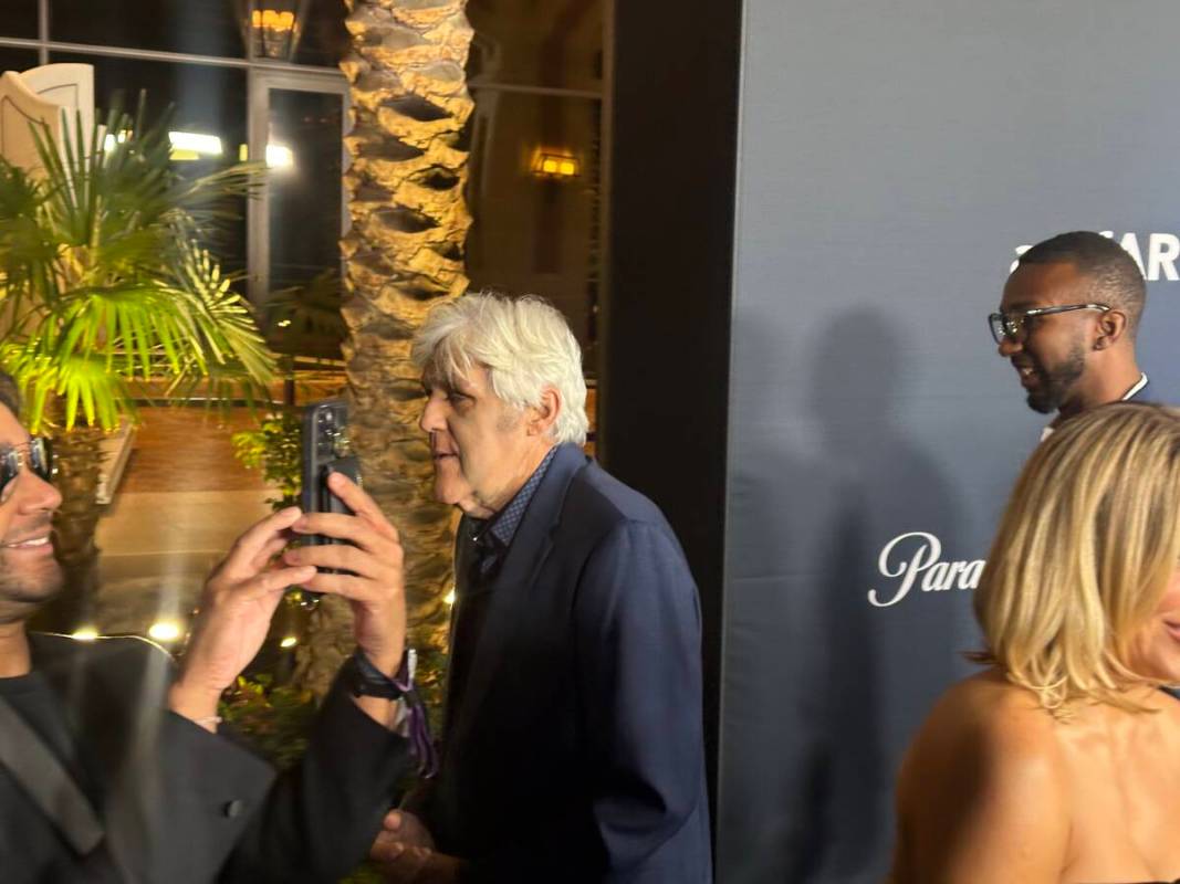 Jay Leno is shown at the amfAR, The Foundation for AIDS gala at Pavilion at Wynn Las Vegas on F ...