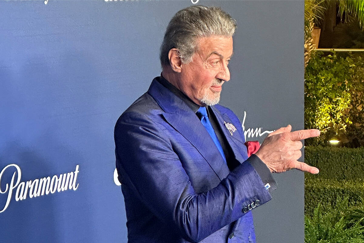 Sylvester Stallone is shown at the amfAR, The Foundation for AIDS gala at Pavilion at Wynn Las ...