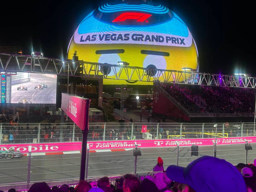 The view from the T-Mobile Zone at Sphere during F1 Las Vegas Grand Prix on Saturday, Nov. 23, ...