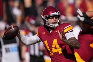 Southern California quarterback Jayden Maiava passes during the first half of an NCAA college f ...