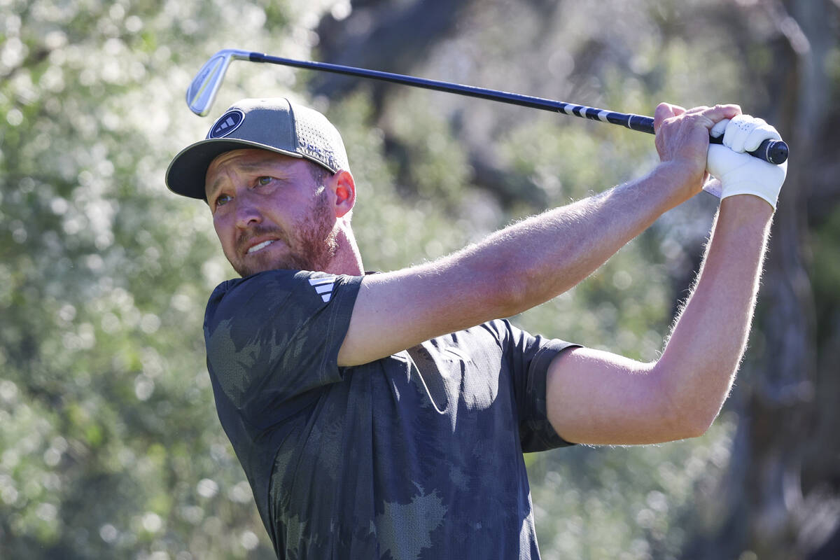 Daniel Berger drives from the second tee during the final final round of the RSM Classic golf t ...