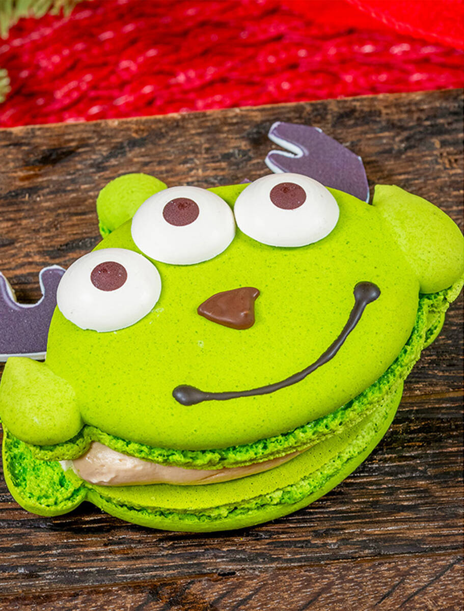 Alien Reindeer Macaron, available at Alien Pizza Planet during the winter holiday season at Dis ...