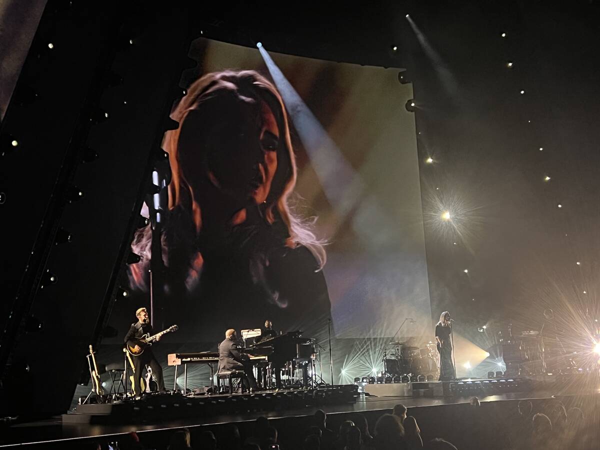 Adele is shown on opening night of "Weekends With Adele" at the Colosseum at Caesars Palace on ...