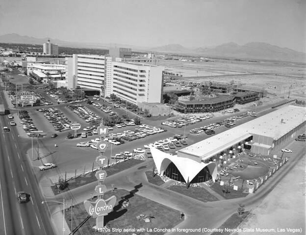 La Concha Motel as seen in November 1962. The motel lobby building now serves as the Neon Museu ...