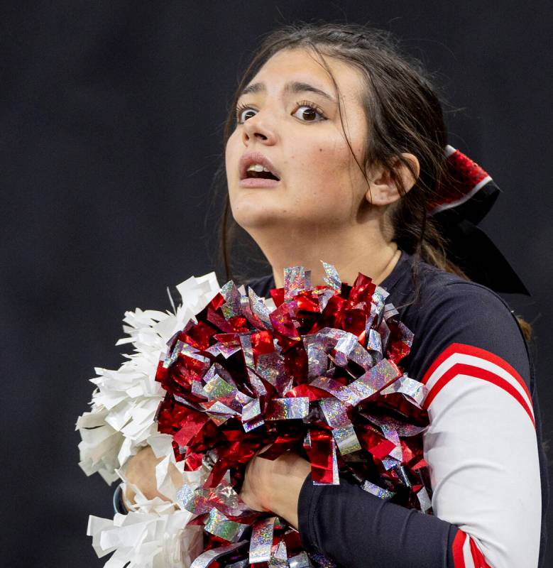 A Truckee cheerleader jokingly hyperventilates as the fourth quarter begins during the Class 3A ...