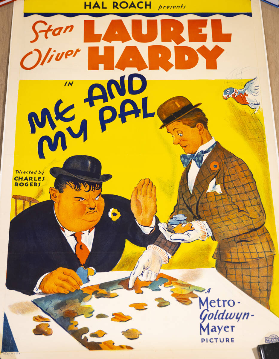 A vintage poster for Laurel & Hardy movie ”Me and My Pal” is seen at the home ...