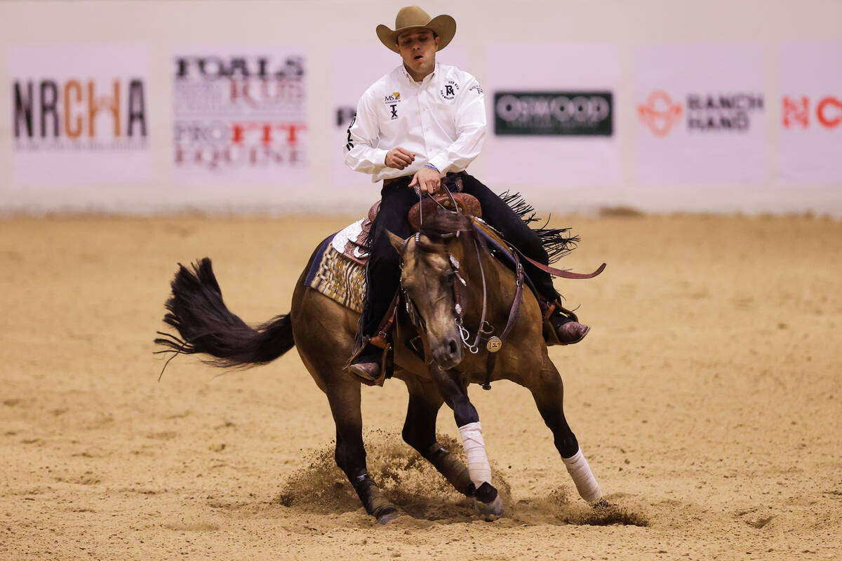 Fernando Salgado rides Xtra Wimp It Good during The Run For A Million competition at the South ...