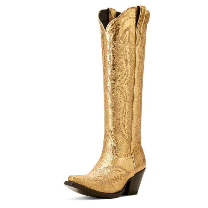 Darlin’, stay gold. A pair of knee-high full-grain leather Casanovas with a side zipper to ma ...