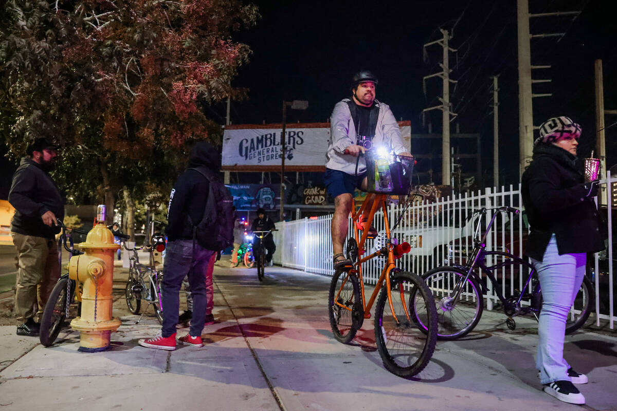 Participants get ready to roll during a group biking event that takes place weekly near Letty&# ...