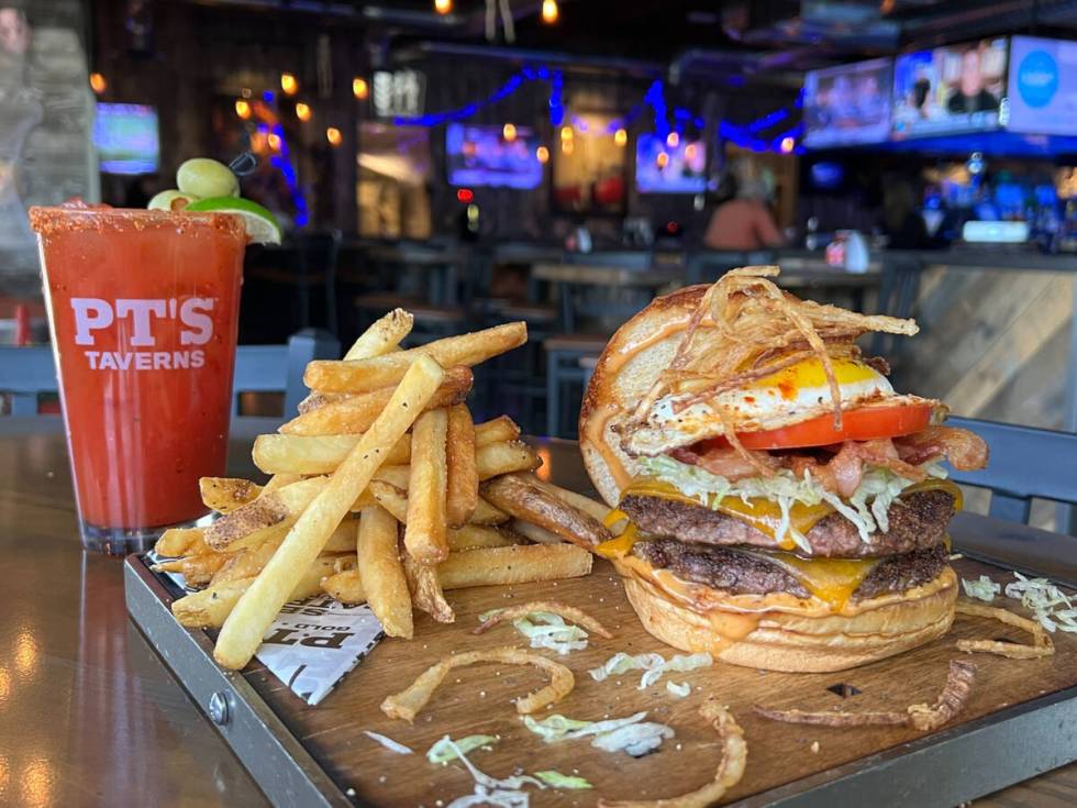 A Hangover Burger from PT's Taverns in Las Vegas. (PT's Taverns)