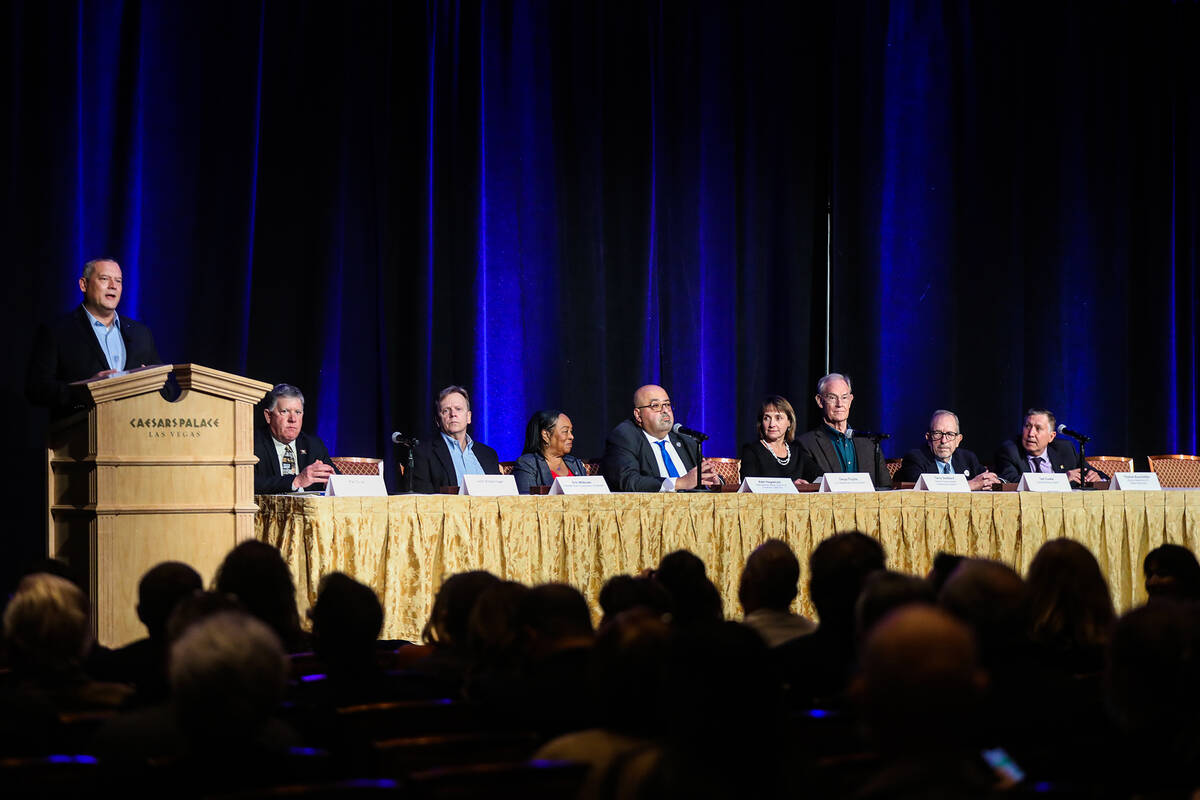 John Entsminger, president of the Southern Nevada Water Authority, addresses the audience next ...