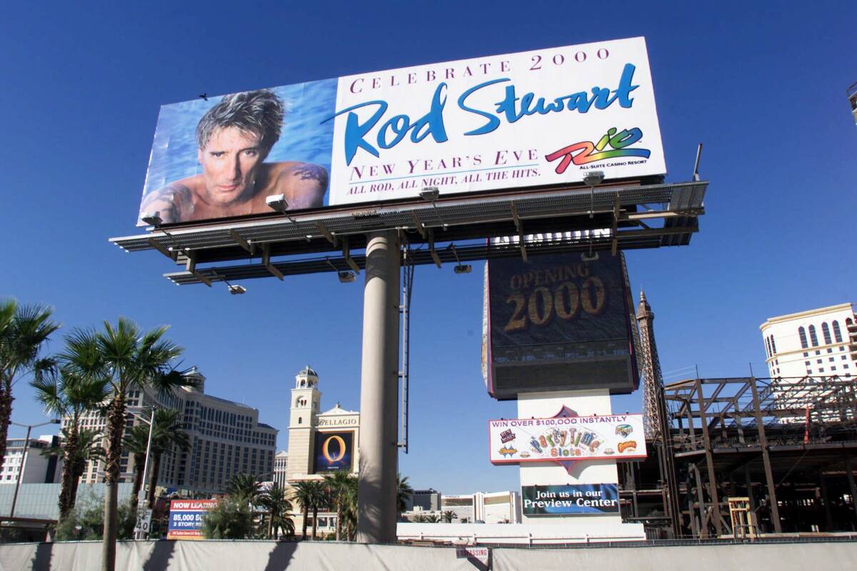 A Rod Steward billboard advertising this New Year's Eve Show at the Rio Casino-Resort in Las Ve ...