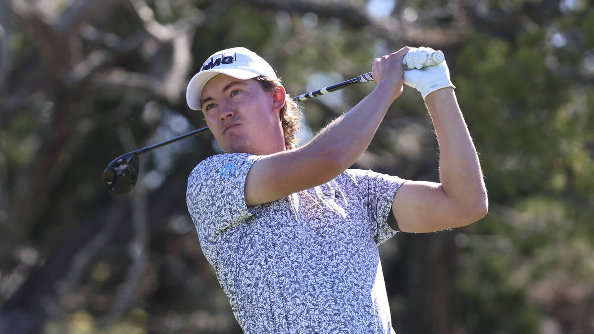 Maverick McNealy drives from the second tee during the final final round of the RSM Classic gol ...