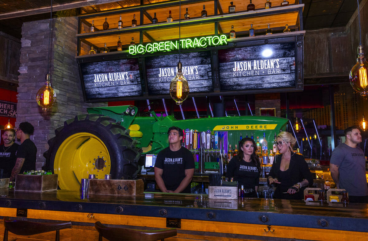 The Big Green Tractor bar within the new Jason Aldean’s Kitchen + Bar at 63 City Center ...