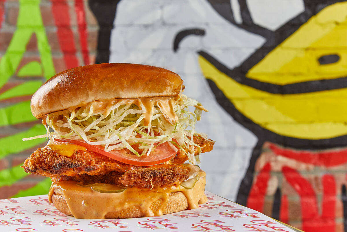 A classic Chicken Guy! Sandwich from Chicken Guy!, the fried chicken tender chain from Guy Fier ...