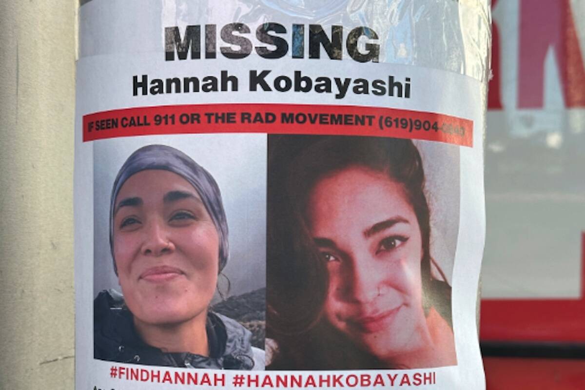 A flyer with information on Hannah Kobayashi, currently missing, is displayed Thursday, Nov. 21 ...