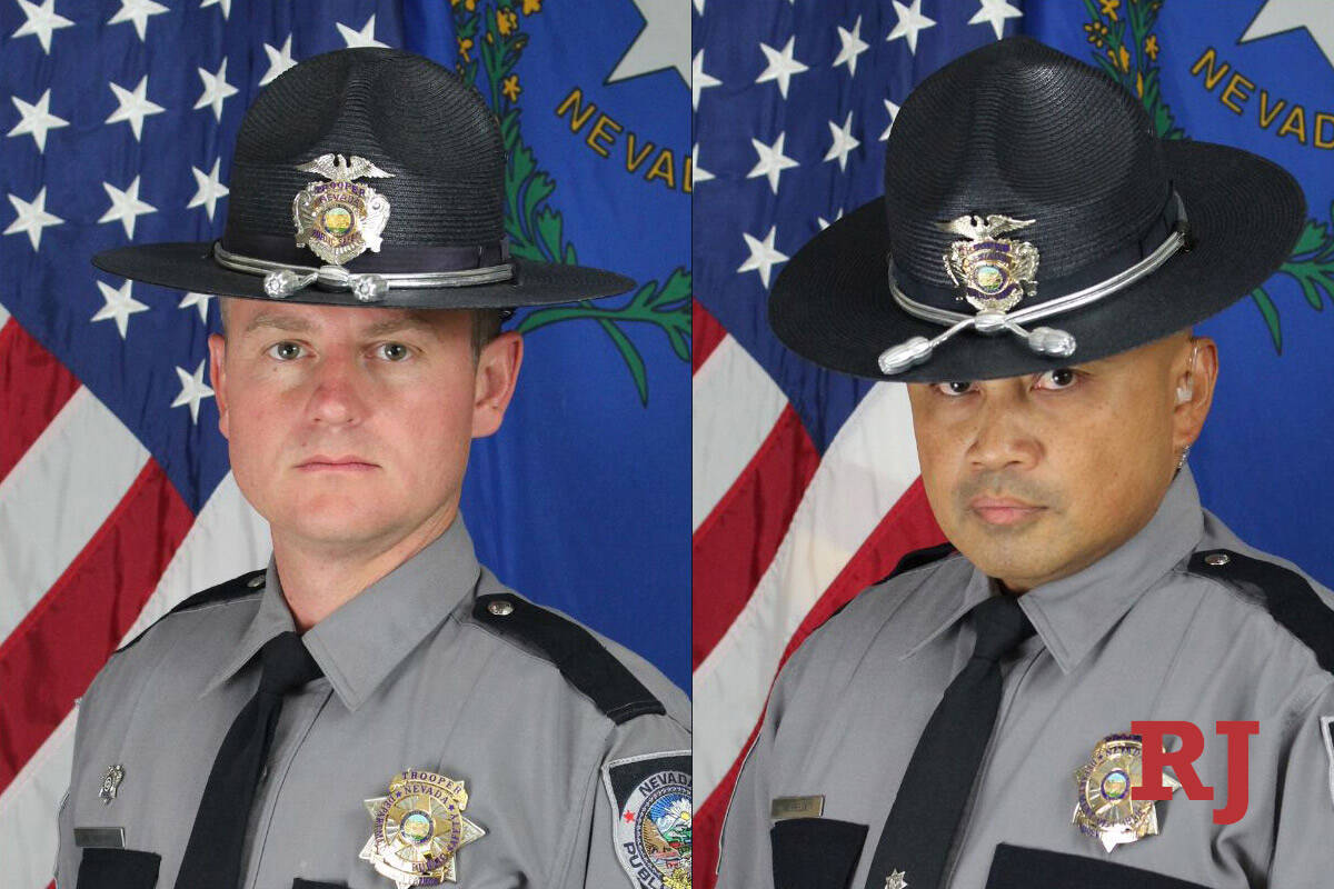 Sergeant Michael Abbate, left, and trooper Alberto Felix. (Nevada Highway Patrol)