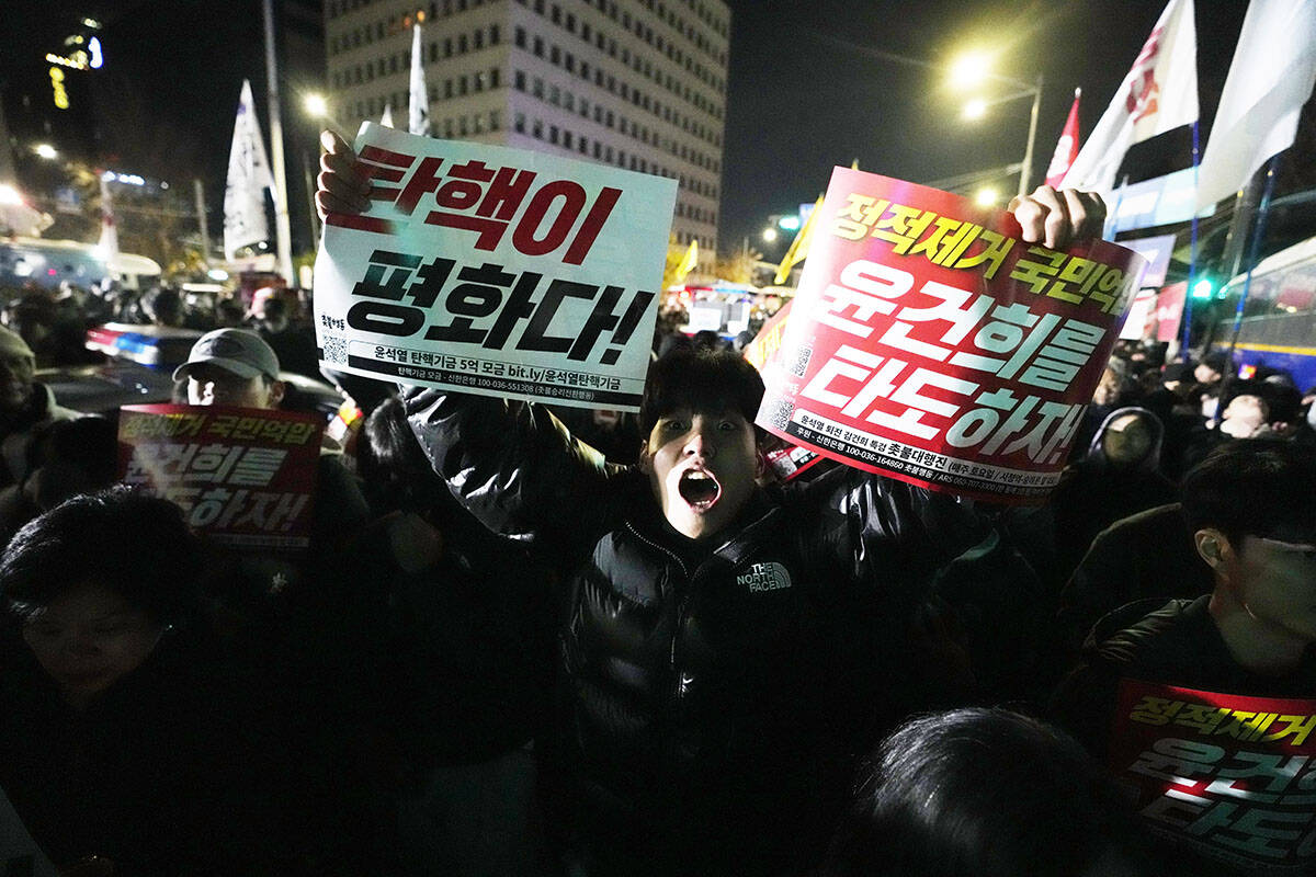 A man shouts to demand South Korean President Yoon Suk Yeol to step down in front of the Nation ...