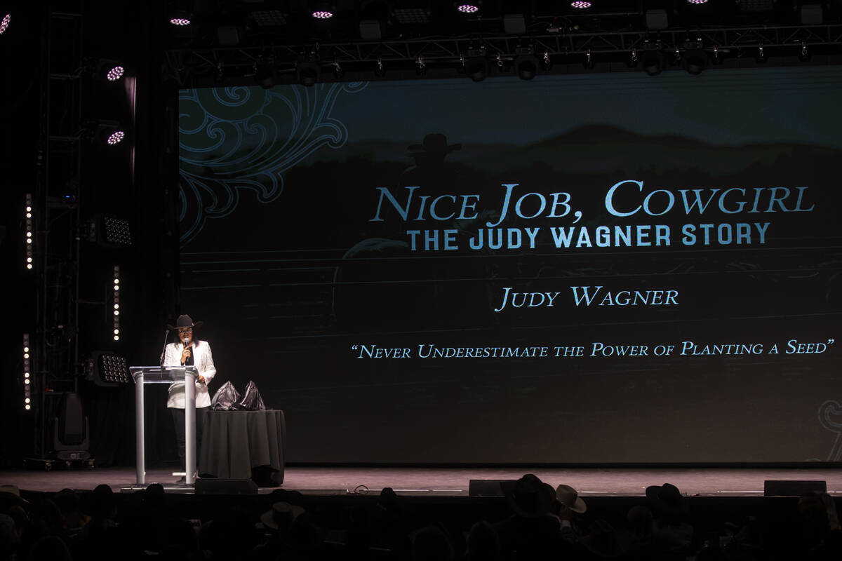 Judy Wagner speaks after the premier of documentary "Nice Job, Cowgirl: The Judy Wagner St ...