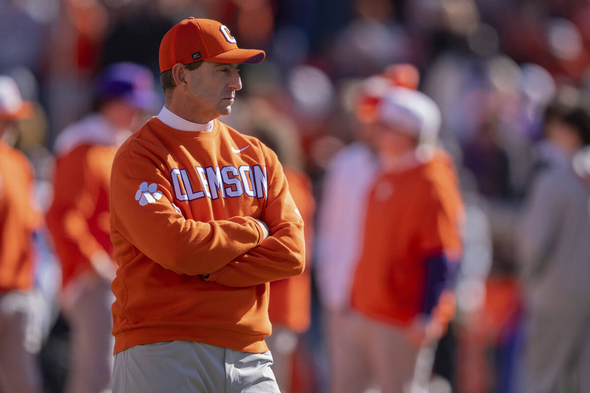 Clemson head coach Dabo Swinney looks on before an NCAA college football game against South Car ...