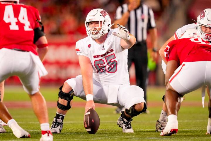 UNLV senior center Jack Hasz (65) plays against Houston on Aug. 31, 2024. Photo courtesy of UNL ...