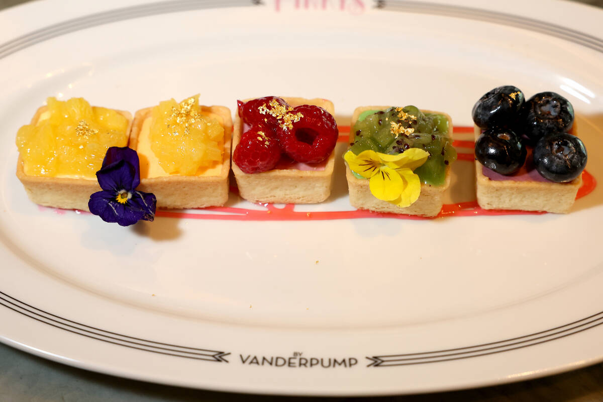 Rainbow fruit tartlets are shown at Pinky’s by Vanderpump, the latest restaurant by reality T ...