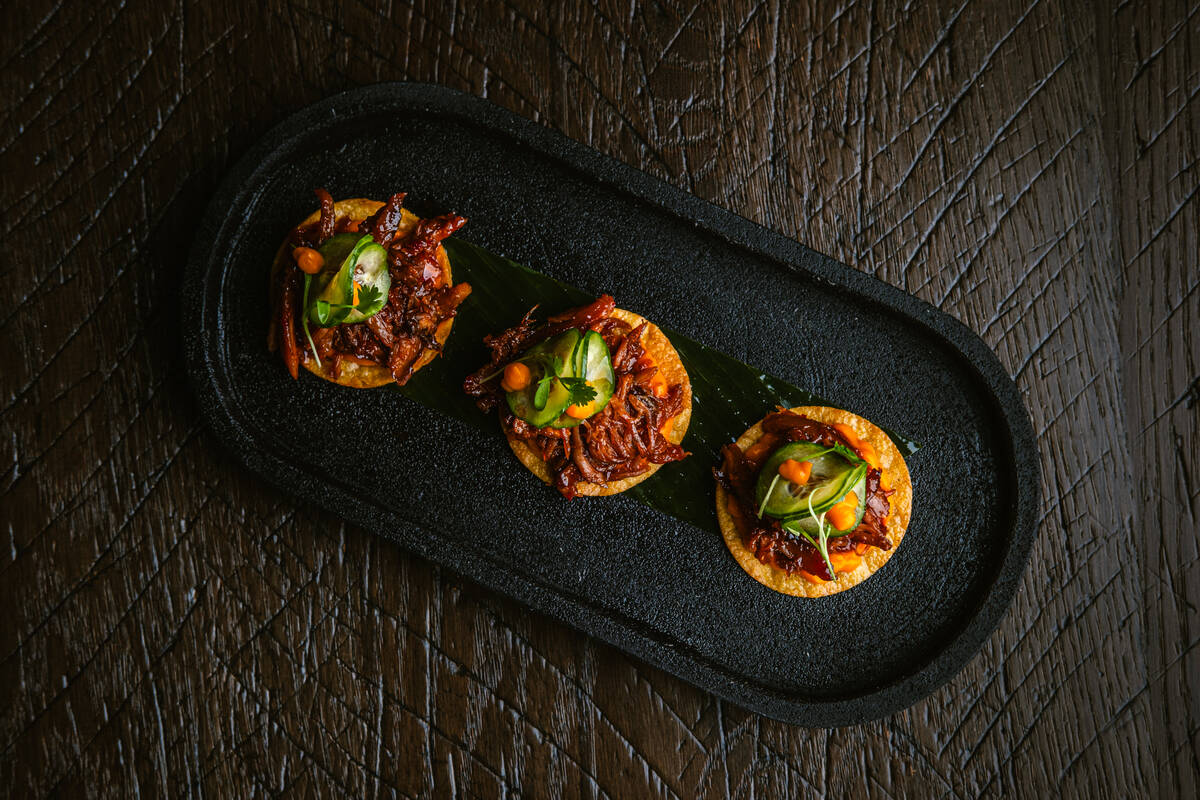 Duck confit tostadas from Amaya Modern Mexican, set to debut in the first week of January 2025 ...