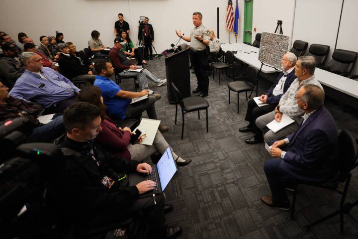 Metropolitan Police Department Captain Jeff Clark speaks during a community meeting on unsafe d ...