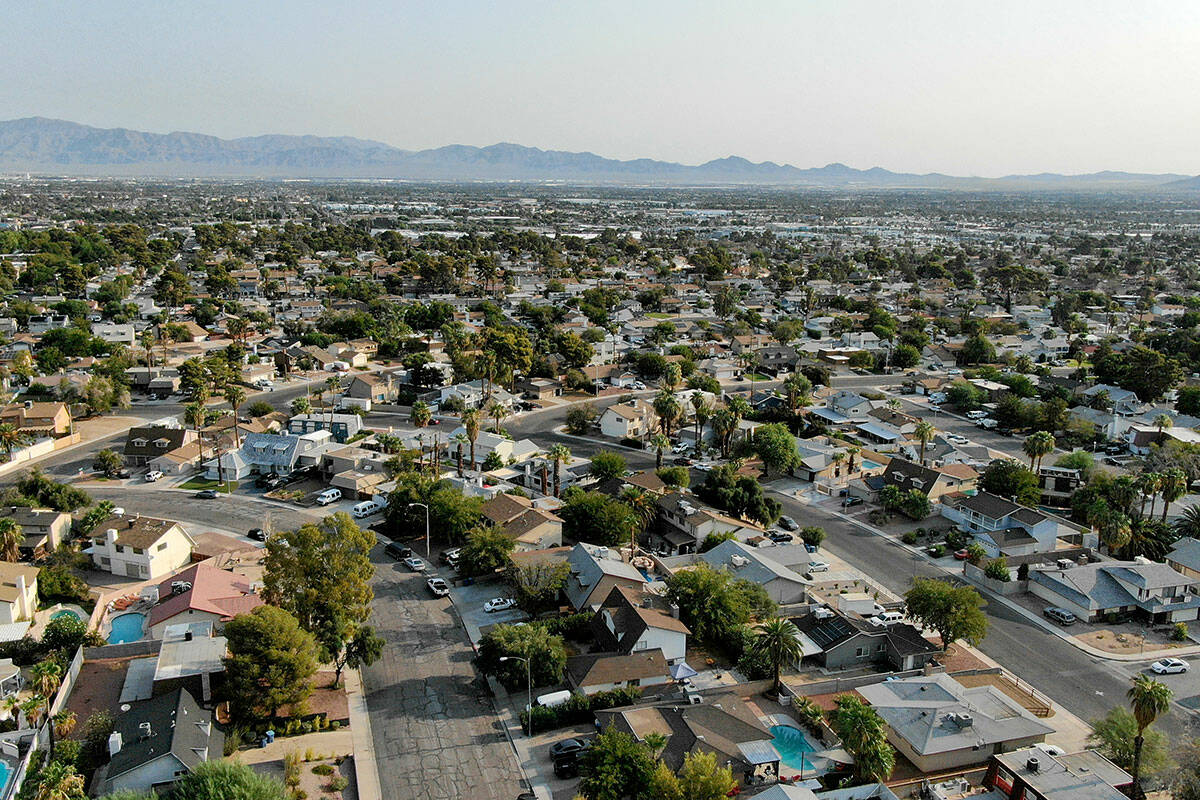 An aerial view of housing near Eastern Avenue and Desert Inn road in Las Vegas, Nevada. (Michae ...