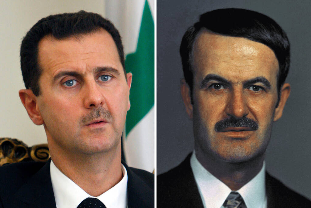 A combo of file photos shows Syrian President Bashar Assad, left, on Aug. 19, 2009, in Tehran, ...