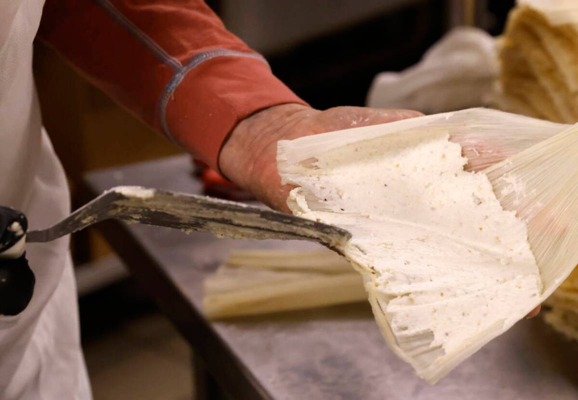 Neriza Martinez Johnson, owner of Doña Maria's Tamales, makes tamales at her restaurant on Thu ...