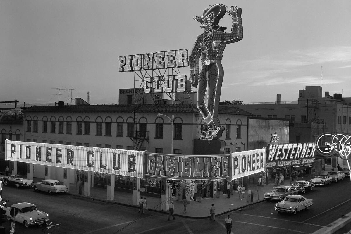 The Pioneer Club, Vegas Vic and The Westerner are seen in this view shot from The Mint June 25, ...