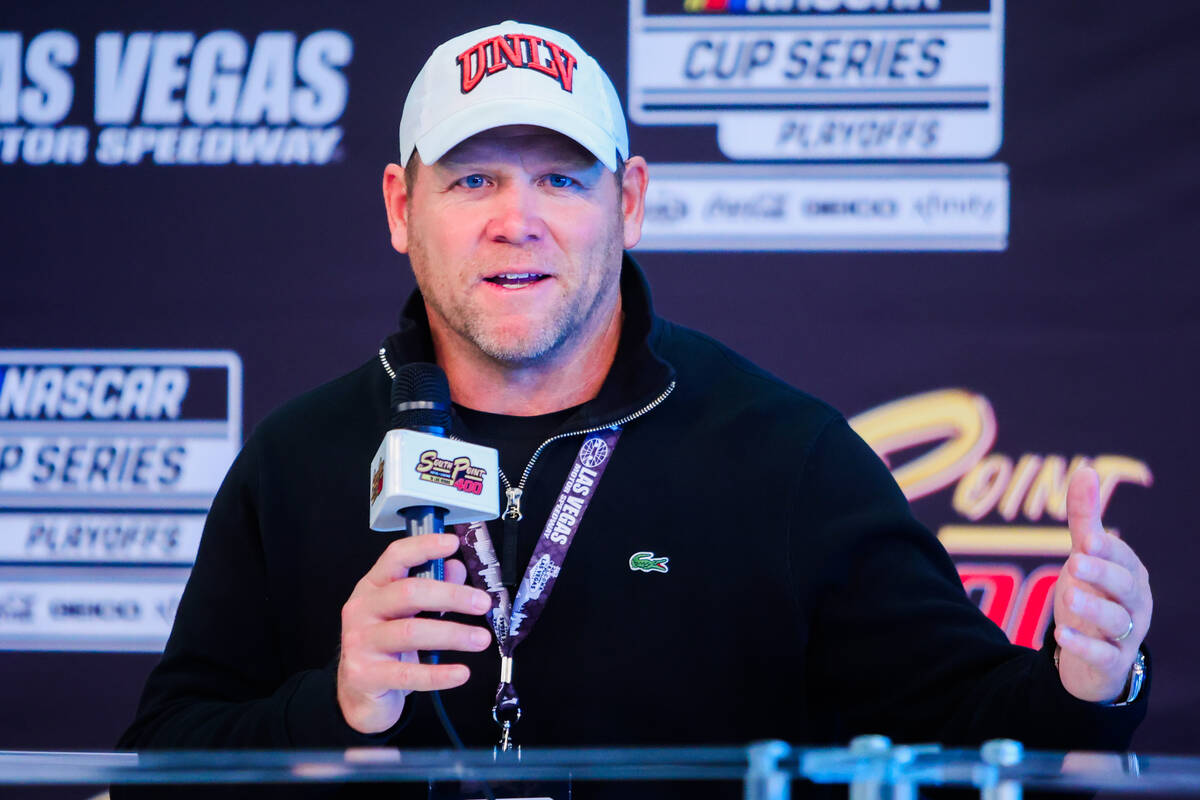 UNLV head football coach Barry Odom speaks at a press conference before acting as the grand mar ...