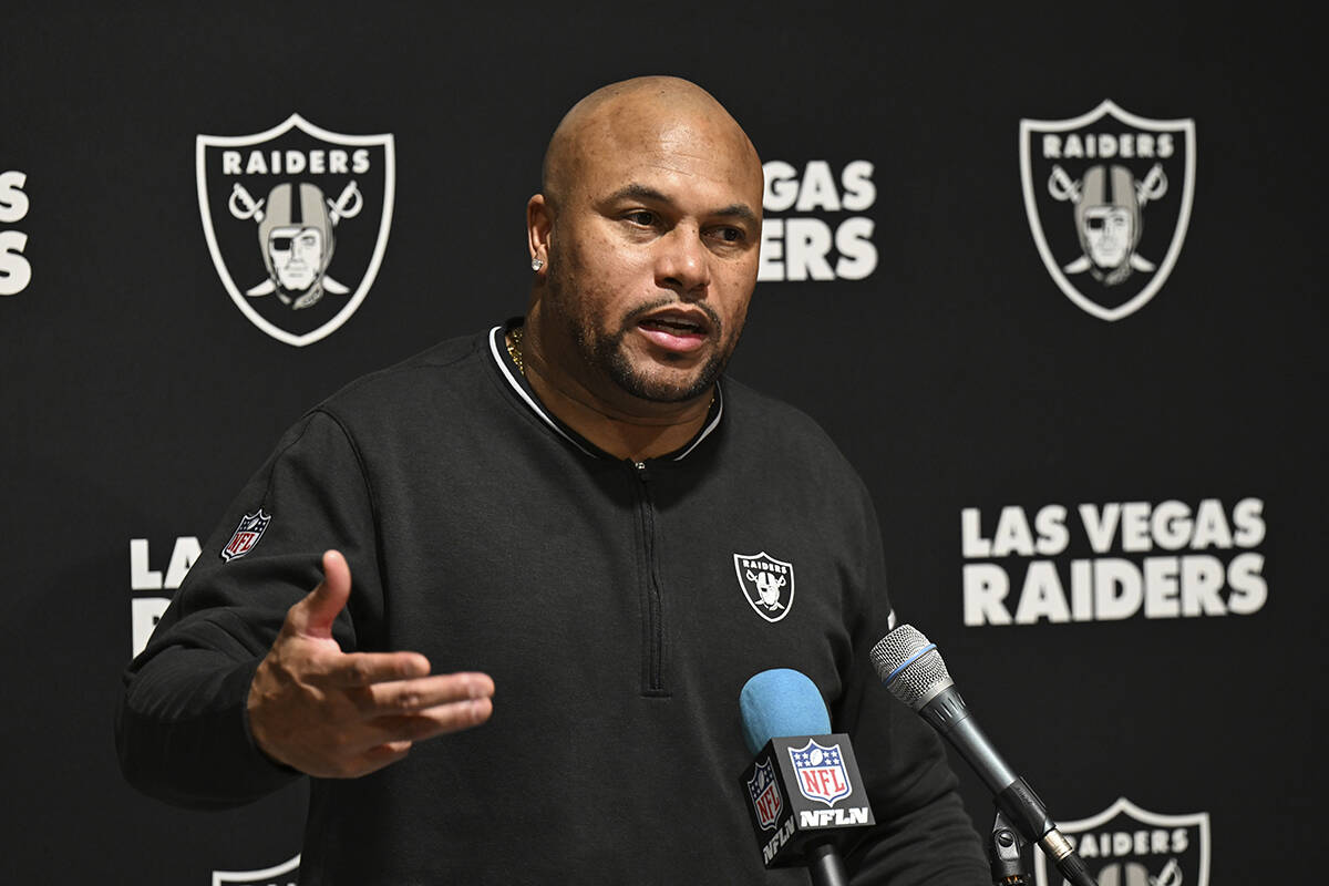 Las Vegas Raiders head coach Antonio Pierce after an NFL football game against the Tampa Bay Bu ...