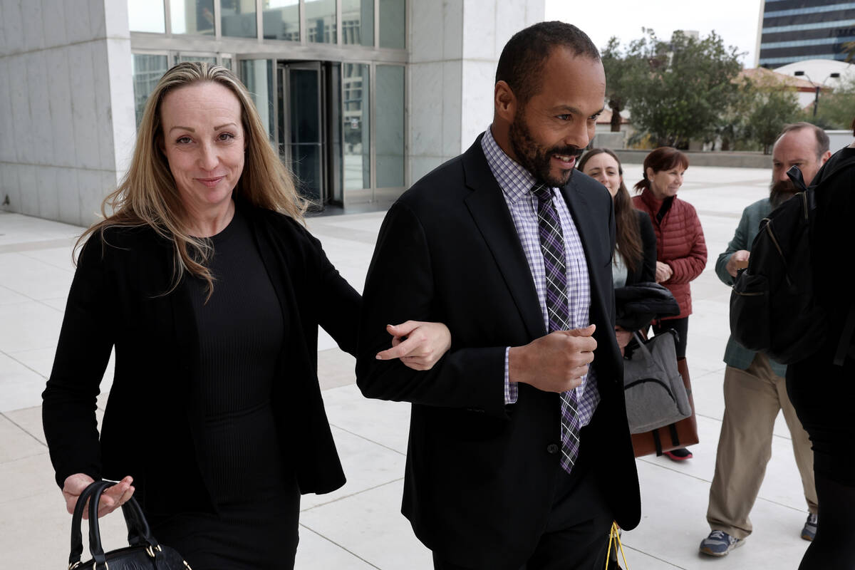 Kirstin “Blaise” Lobato walks out of the Lloyd George U.S. Courthouse in Las Vegas with att ...