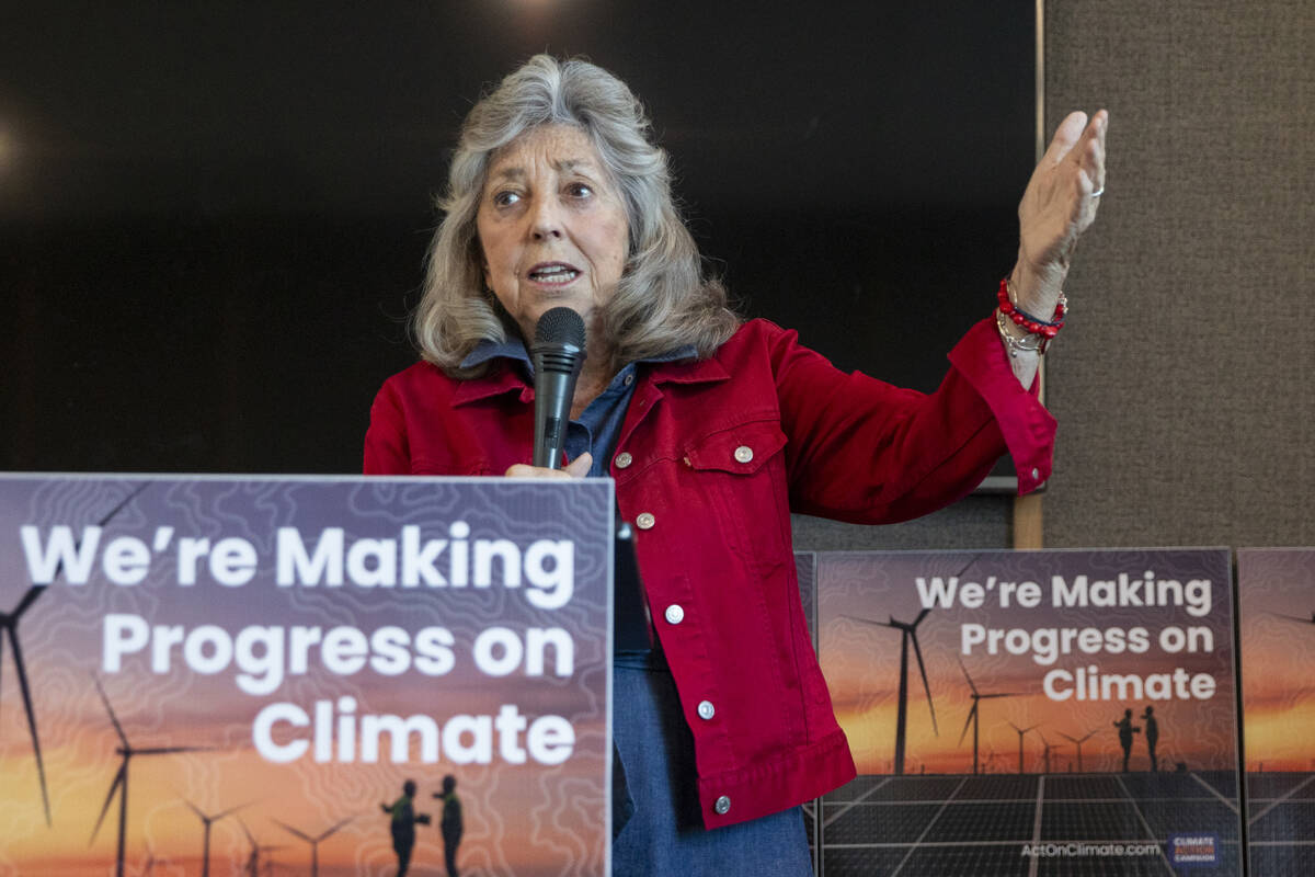 Congresswoman Dina Titus speaks on Aug. 27, 2024, at the Bottega Exchange Conference Room in La ...