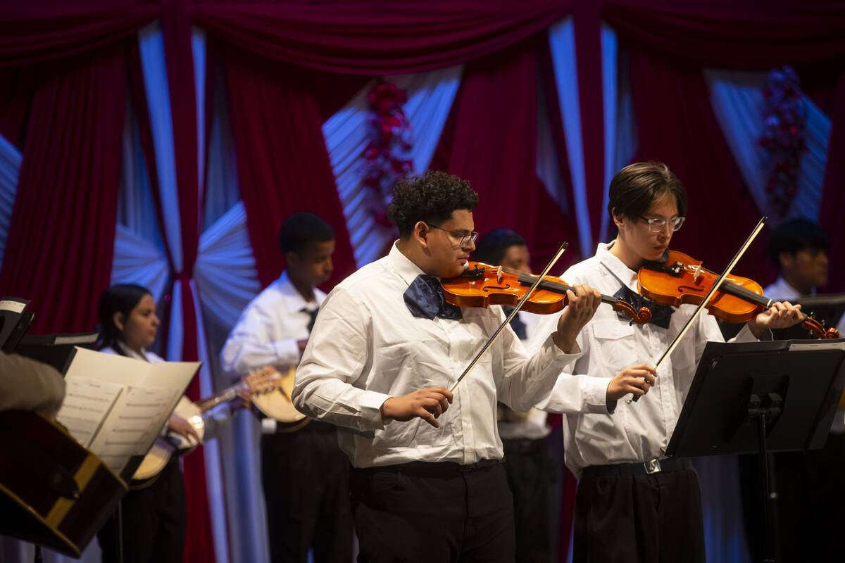 Students in the newly established mariachi classes at Cheyenne High School perform in a winter ...