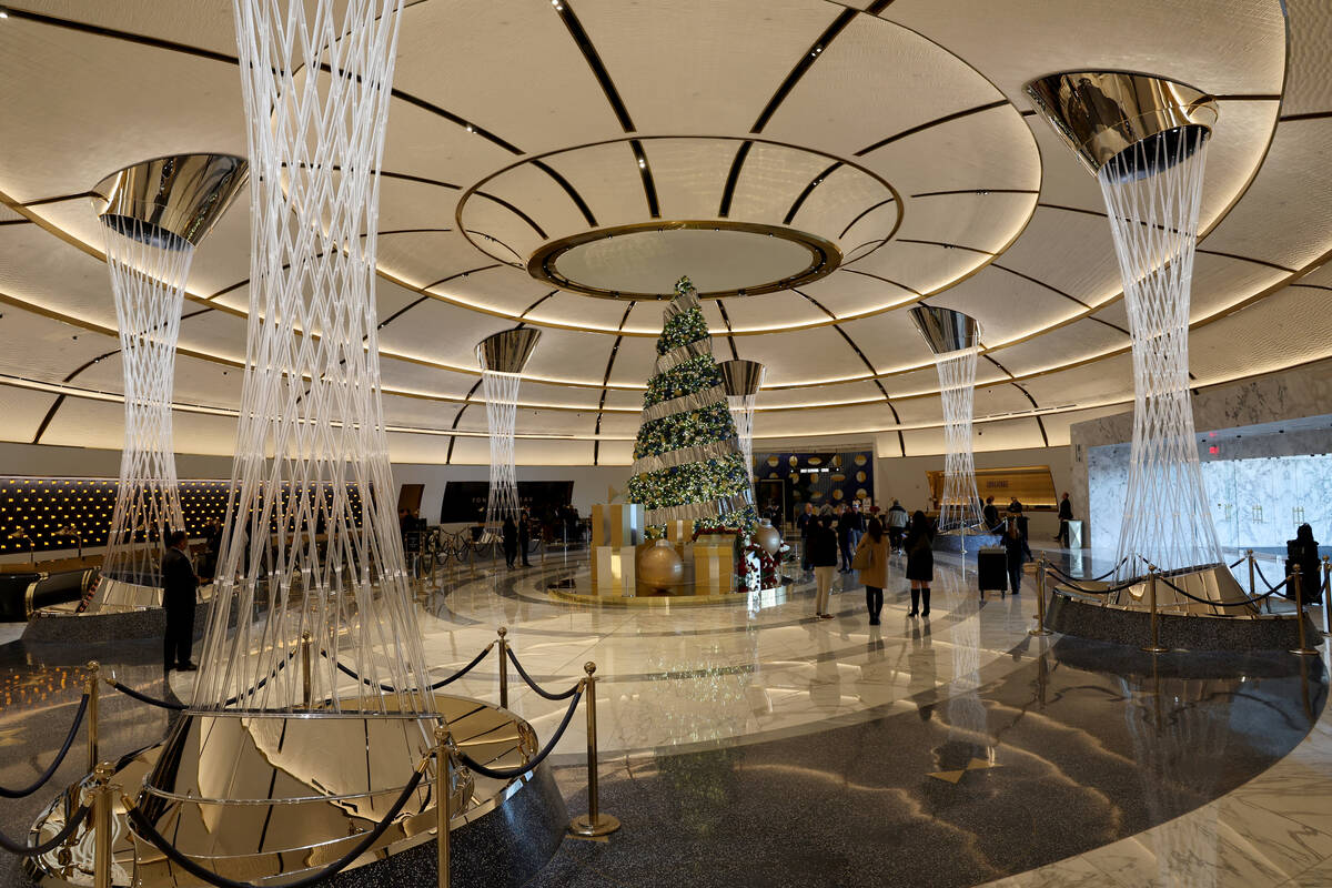 The lobby at Fontainebleau is seen on the Strip in Las Vegas Wednesday, Dec. 11, 2024. (K.M. Ca ...