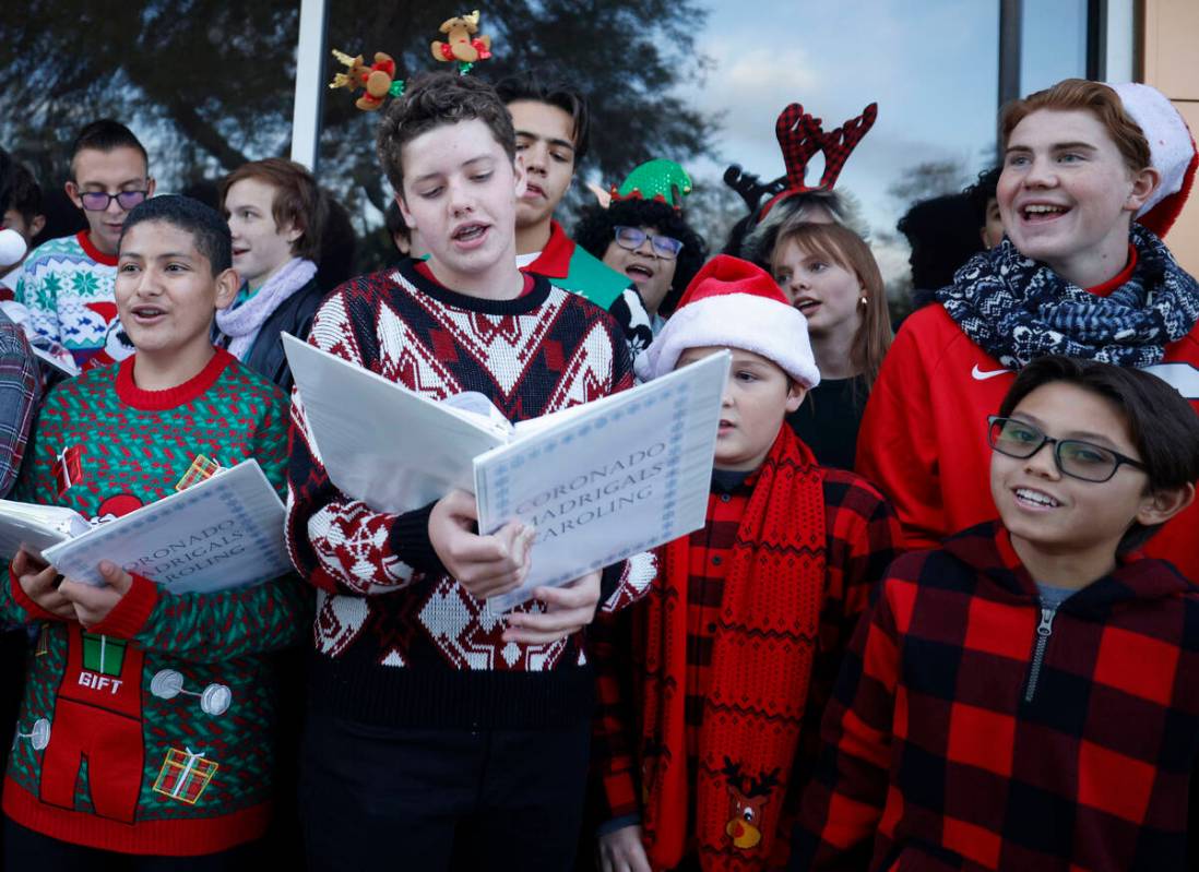 Choirs from Gunderson Middle School and Coronado High School sing during the annual lighting ce ...