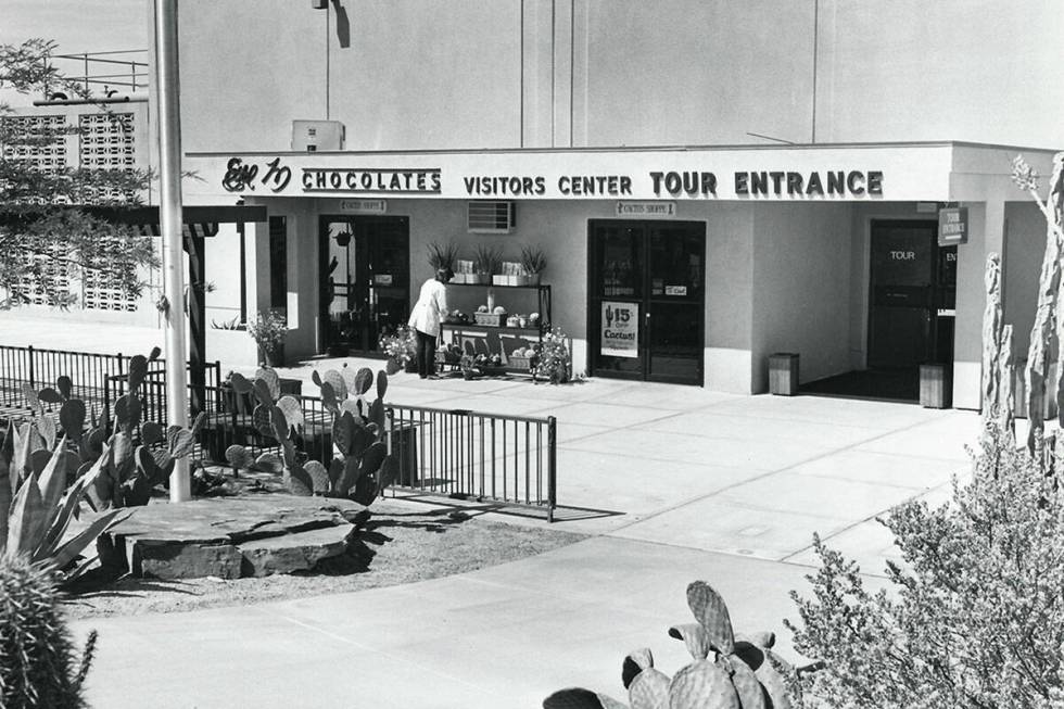 Ethel M Chocolates Visitor Center and Tour Entrance in an undated photo. Cacti are on sale outs ...