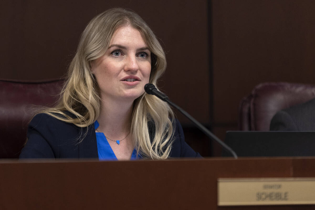 Sen. Melanie Scheible, D-Las Vegas, in a meeting of the Senate Committee on Health and Human Se ...